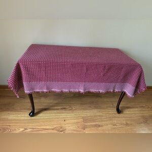 Vermont Country Store Mountain Weavers Red White Cotton Tablecloth Holiday